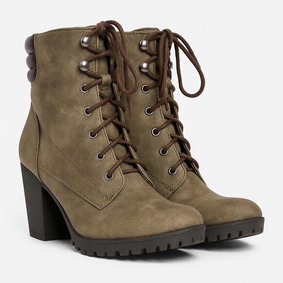 Bronx Lace-Up Ankle Boots Women’s Size 9 Block Heel Chunky Sole - AC076 - Picture 1 of 8